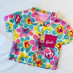 Barbie Mattel Retro Flower Power Button Up Pajama Top Sz 3T
